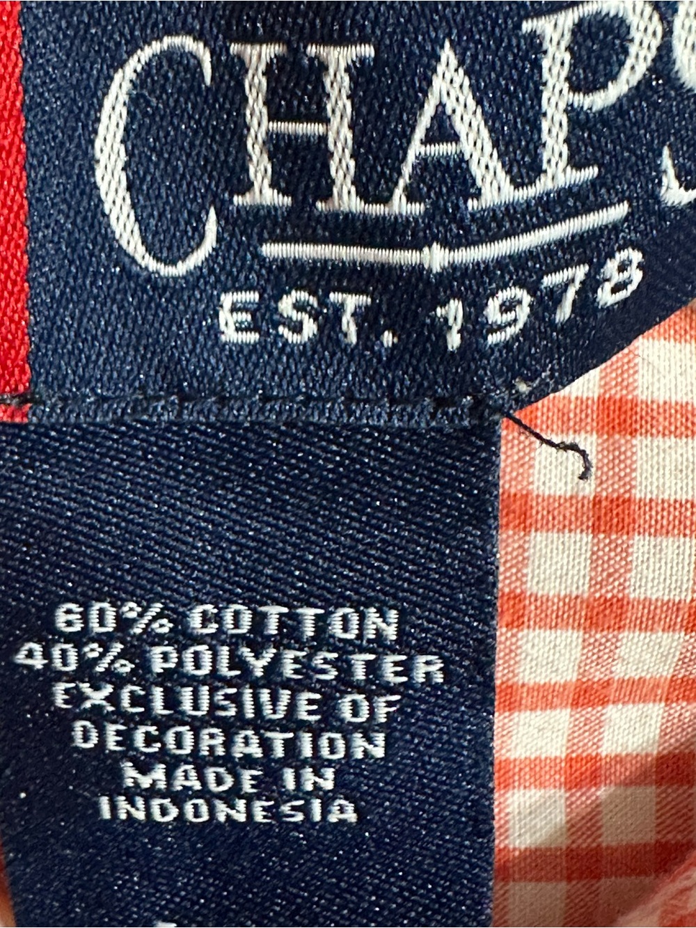 Chaps Men’s Short Sleeve Button Down Shirt Red White Gingham Check Size L - Picture 9 of 10